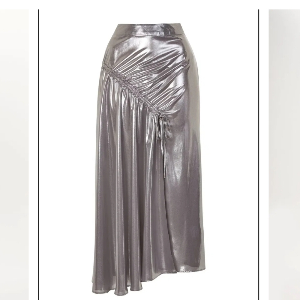 TopShop metallic ruched split skirt